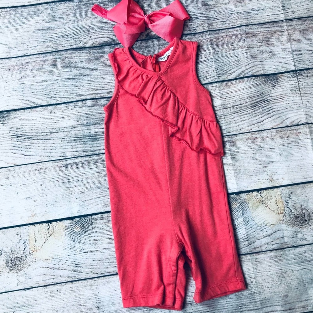 Beebay 3-6m Ruffle Tank Romper+Bow